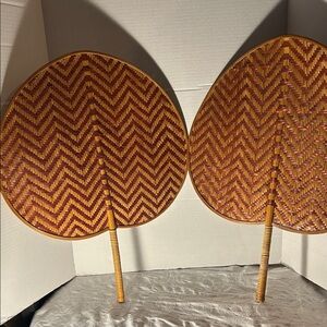 Handcrafted Woven Fans with Chevron Pattern